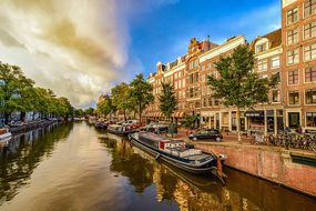 Amsterdam, Canal, Storm, City, Sky