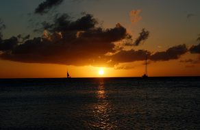 Aruba Sunset Caribbean Sail Sailboat Aruba
