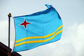 Flag Blue Yellow Flutter Wind Blow Aruba F
