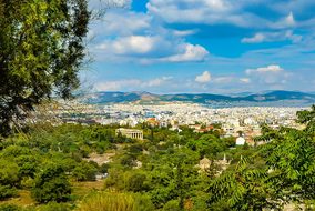 Athens Temple Greek Greece City View Sky A