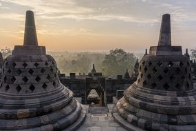 Indonesia, Temple, Borodundur, Sunrise