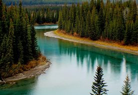 Landscape Bow River Alberta Canada Banff N