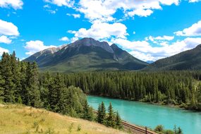Bow River Banff Alberta Canada Forest Moun