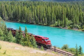 Train Engine Bow River Banff Alberta Canad