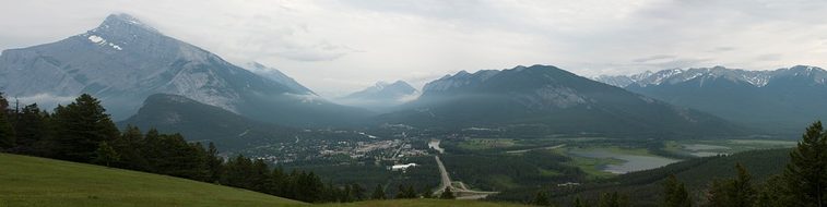 Road, Mountains, Panorama, Highway, Town