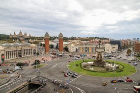 Street Roundabout Barcelona Spain Barcelon