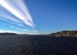 Norway, Bergen, Sea, Sky, Fjord, Clouds