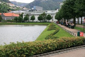 Bergen, Town, Center, Waterfront, Garden