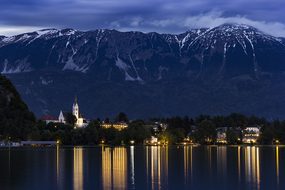 Bled, Slovenia, Landscape, Night, Lights