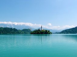 Bled Lake Slovenia Water Landmark Island C