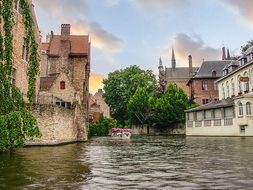 Bruges Brugges Belgium Canal Tree Rain Cit