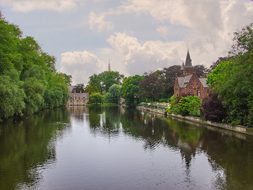 Bruges, Belgium, Float, Reflection, Sky