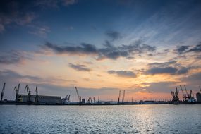 Sunset Port Port Of Burgas Bulgaria Sea Wa