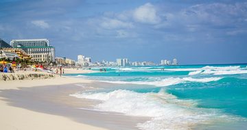 Cancun Mexico Beach Waves Hotel People Coa