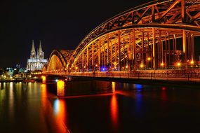 Cologne Deutzer Bridge Bridge Night Archit