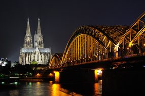 Night Scene, Cologne, Germany, Rhine