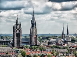 Delft Netherlands City Skyline Buildings C