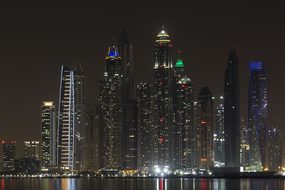 Dubai, Night, Skyscraper, Skyscrapers