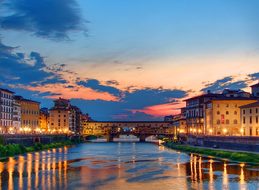 Sunset Florence Italy Ponte Vecchio Sunset