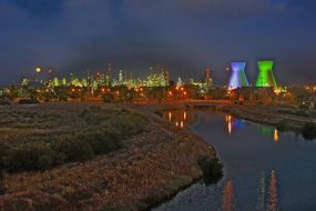Refineries, Haifa Israel, Night, Power