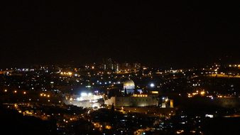 Jerusalem Israel Cathedral Night Skyline C