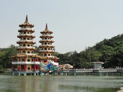 Left Camp Lotus Lake Dragon Tiger Pagodas