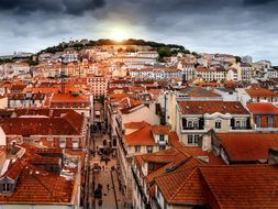 Lisbon Retouch Sunset Storm City Portugal