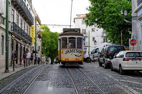 Lisbon, Portugal, Old Town, Tram, Road