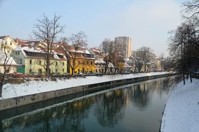 Ljubljana Slovenia Snow Winter City Landsc