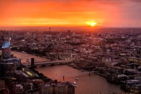 London, Skyline, Sunset, River