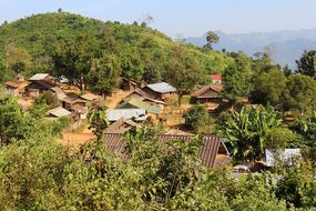 Village Mountain Houses Nature Scenery Tra