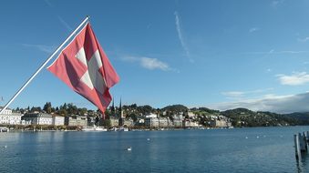 Lucerne Lake Lucerne Region Swiss Flag Fla