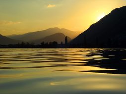 Waters, Sunset, Reflection, Lake
