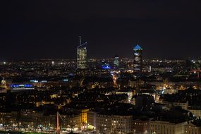 Lyon, France, City, Night, Architecture