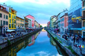 Milan Navigli River Center Italy Landscape