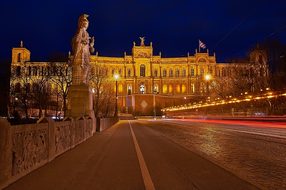 Maximilianeum, Munich, Light Trail, Isar