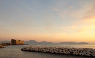 Naples Italy Sea Ocean Water Mountains Cas