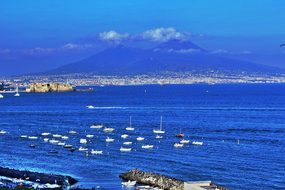 Naples Sea Vesuvius Blue Marine Landscape