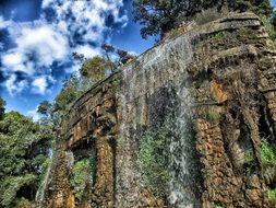 Nice, France, Waterfall, Trees, Cliff
