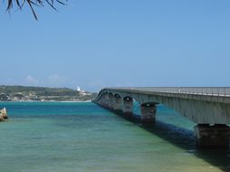 Bridge, Okinawa, Sea, Japan, Beach