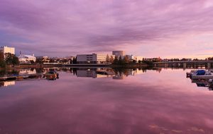 Oulu Finland Sunset Buildings River Water