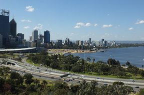 Perth City Skyline City Australia Perth Bu