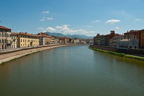 Pisa Pl, Italy, Sky, Clouds, Canal