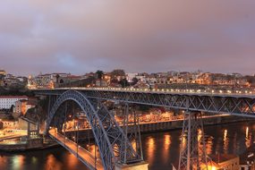 Portugal Porto Eifel Bridge Evening Luiz I