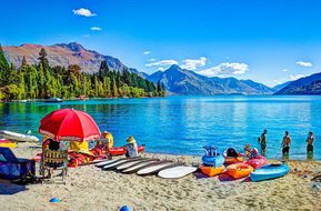 Queenstown Beach New Zealand Lake Mountain