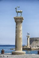 Rhodes Greece Port Harbor Water Sky Clouds
