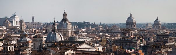 Panorama Rome Italy Church Dome Old Buildi