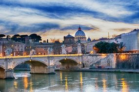 Tiber Bridge Rome Bridge Italy River Churc