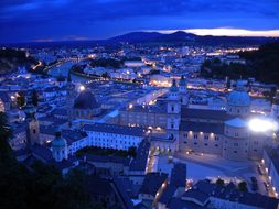 Salzburg Night Austria Hohensalzburg Fortr
