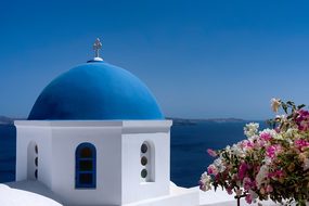 Santorini Blue Dome Island Greece Travel W